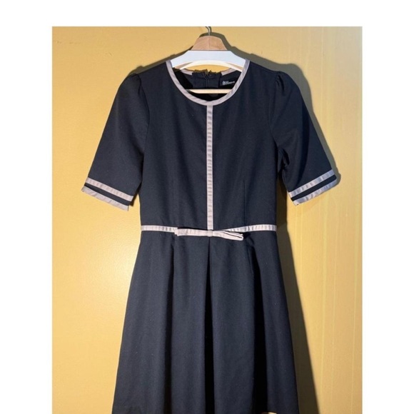 RARE Dear Creatures Navy and Tan Dress ASO Zooey Deschanel S - Picture 2 of 4